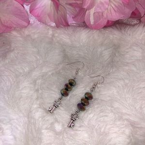 key pendant with shimmering beads earrings ♣️